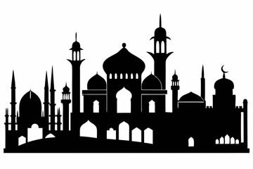Silhouette of a Majestic Mosque Complex
