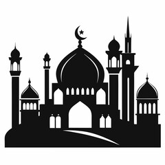 Silhouette of a Majestic Mosque Complex