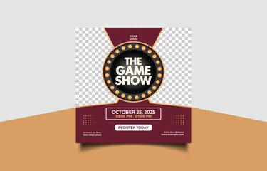 Game Show Event Poster with Registration Details and Contact Information