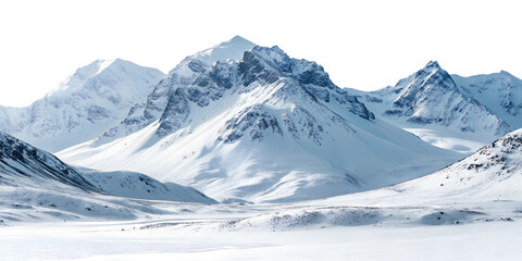 Naklejka premium white snowy mountains landscape isolated on a white background png