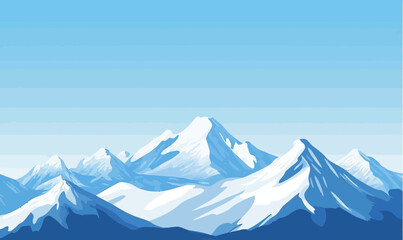 Fototapeta premium Minimalist Snow-Capped Mountain Peaks Vector Illustration for Winter Landscapes and Nature Themes