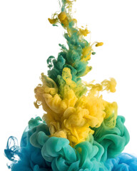 Obraz premium yellow green blue abstract liquid ink with png background