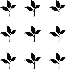 vector set of tree leaves silhouette 