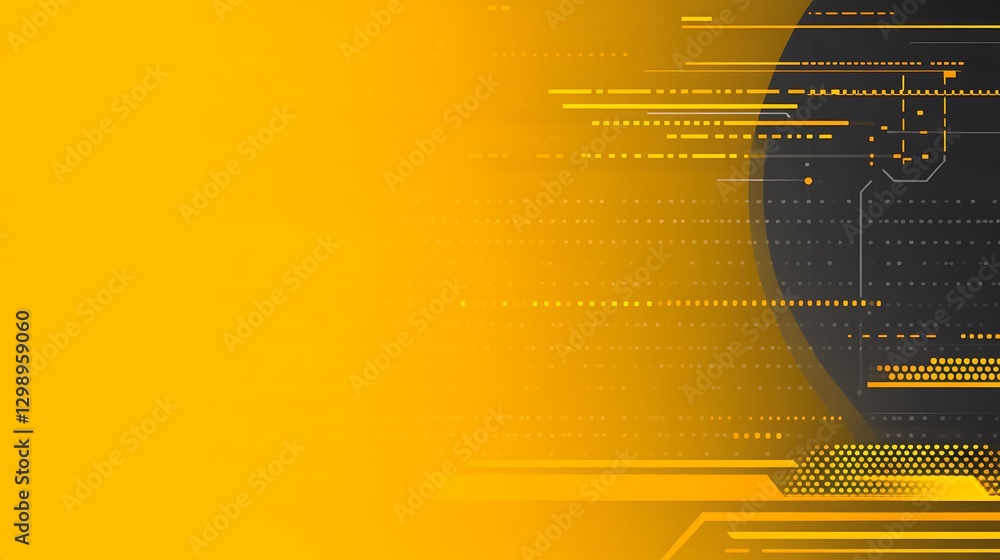 Poster abstract tech backdrop with circuit board elements and yellow tones in a modern graphic design