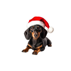 Cute Dachshund Puppy Wearing Santa Hat for Holiday Cheer and Fun