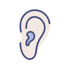 Minimalistic ear outline in soft colors representing hearing and auditory awareness

