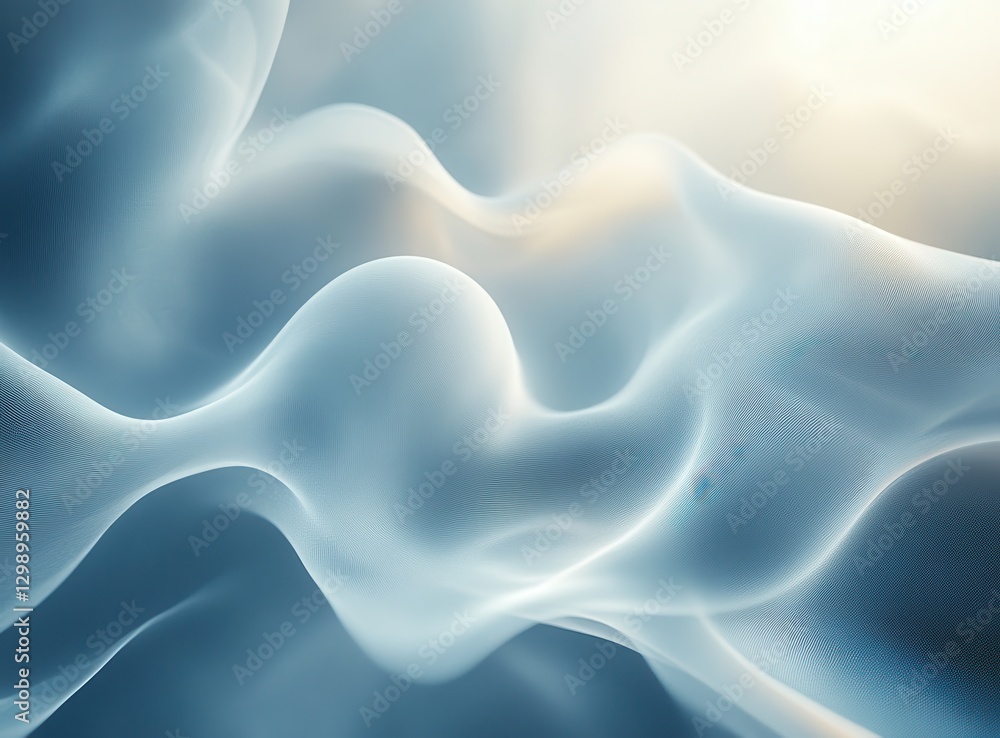 Aufkleber ethereal flow of softly draped translucent fabric in gentle light filtered through cloudy atmosphere