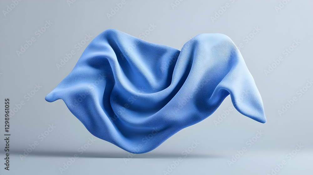 Poster abstract blue pixelated fabric floating over gradient gray background