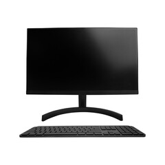 Desktop personal computer with keyboard on transparent background png