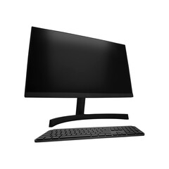Desktop personal computer with keyboard on transparent background png