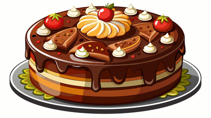 Tasty chocolate cake isolated on white