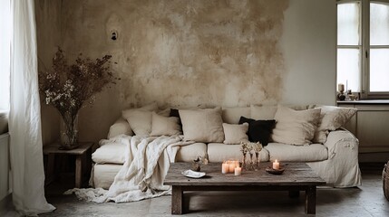 Rustic Living Room with Natural Textures