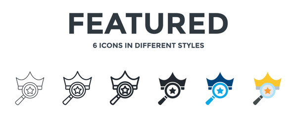 Featured Icon In Different Style Vector Illustration. Designed In Thin Line, Regular Line, Bold Line, Glyph, Color Fill, And Flat Style Can Be Used For Web