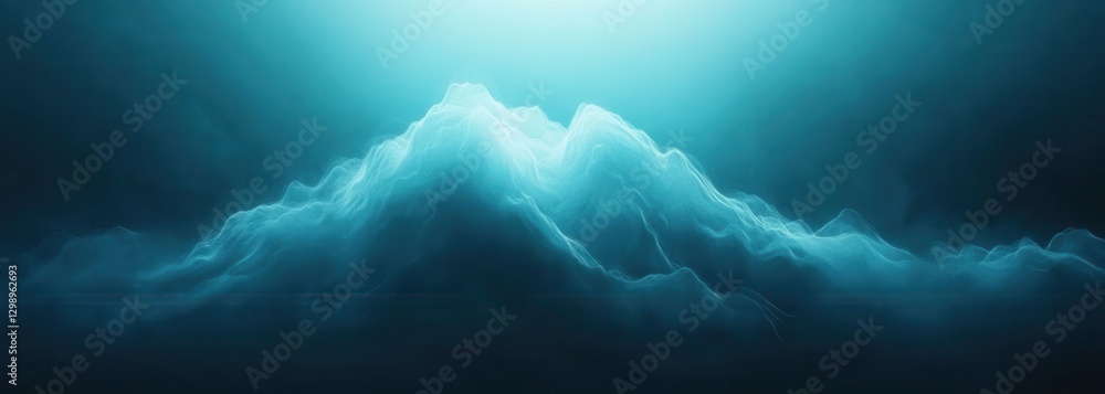 Poster ethereal ocean waves with soft blue glow under water, creating a dreamlike atmosphere of tranquility