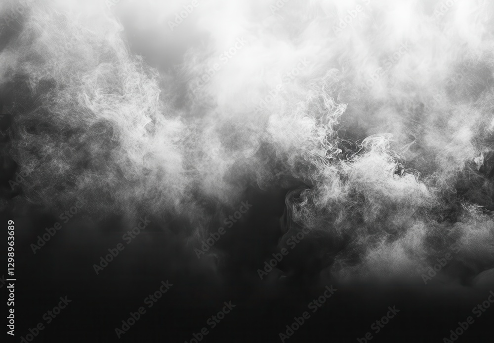 Poster ethereal soft smoke effect with wispy tendrils creating a dreamy and mysterious atmosphere in black 