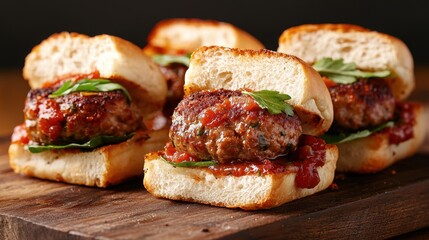 Delicious Homemade Mini Burgers with Fresh Greens and Savory Sauce on Toasted Buns Perfect for Parties and Gatherings