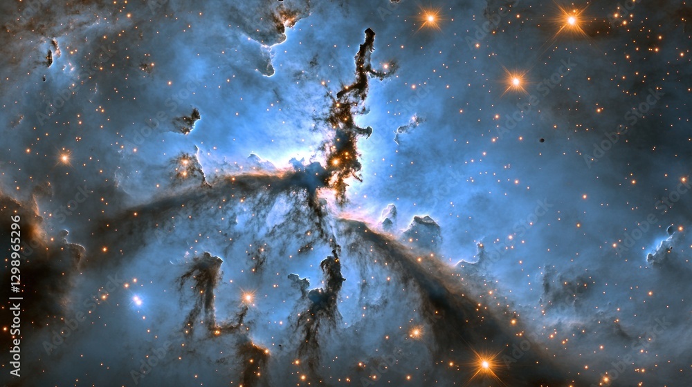 Poster exploring the pillars of creation in deep space cosmic nebula