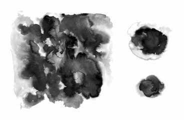 Abstract artist-made texture. Black ink on paper. Versatile hand painted artistic background for creative design projects: posters, websites, banners, cards, prints, wallpapers. Raster image.