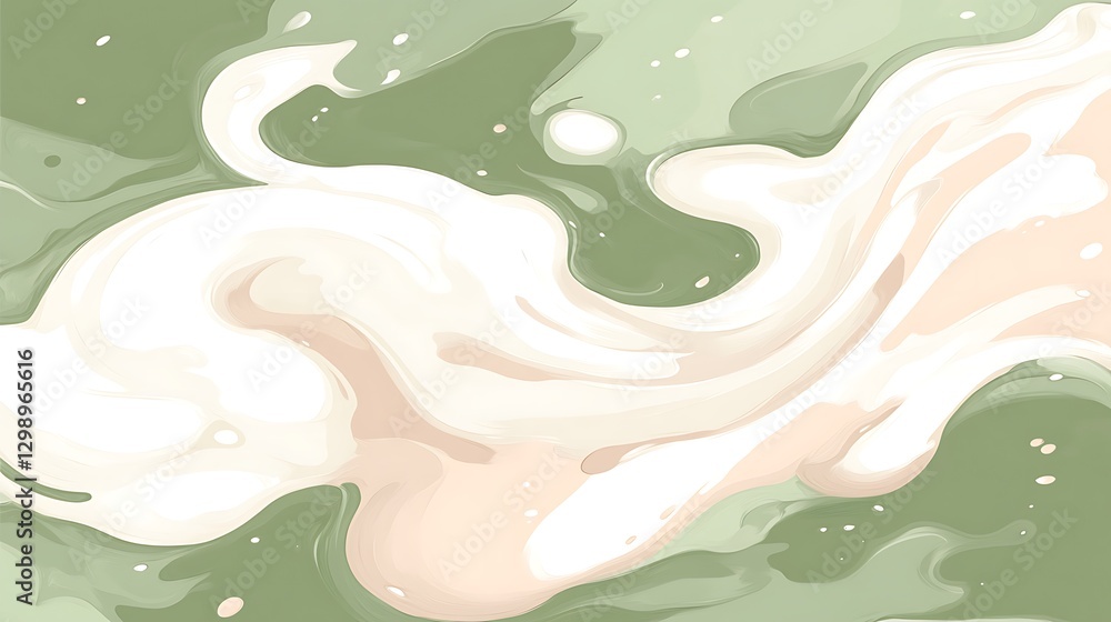 Poster flowing creamy texture on light green background abstract design with artistic fluidity and color ha
