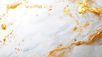 Abstract gold marble background with hand-lettered text