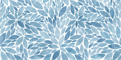 Obraz premium Blue leaves seamless vector pattern. Watercolor leaf background, textured jungle print.
