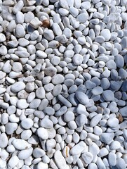 small white round stones on the beach