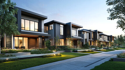 aesthetic contemporary architecture in luxury townhouse villa properties, property listings for real estate market