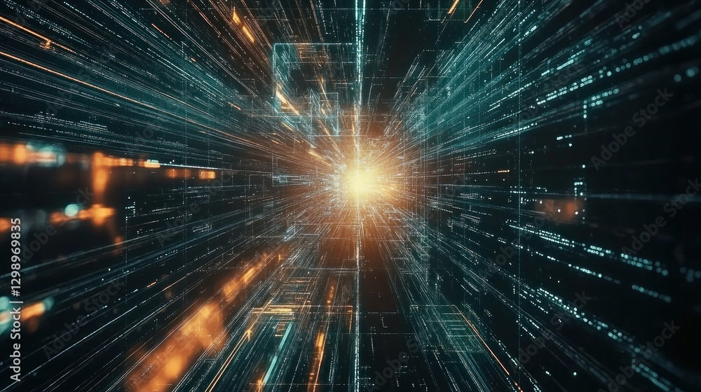 Aufkleber digital tunnel of data flow
