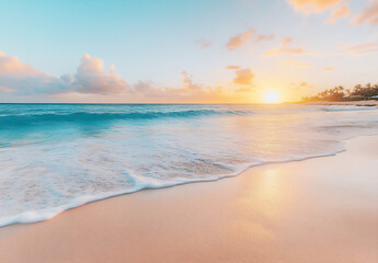 Obraz premium a beautiful beach with golden sand, turquoise waves,