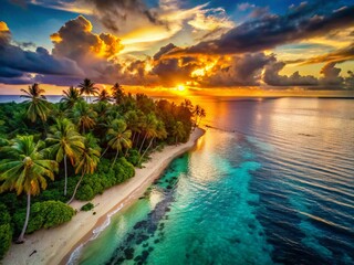 Samoan Sunset Beach Independence Day Drone Photography - Tranquil Tropical Paradise