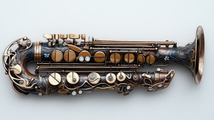 Ornate Brass Saxophone on Light Background