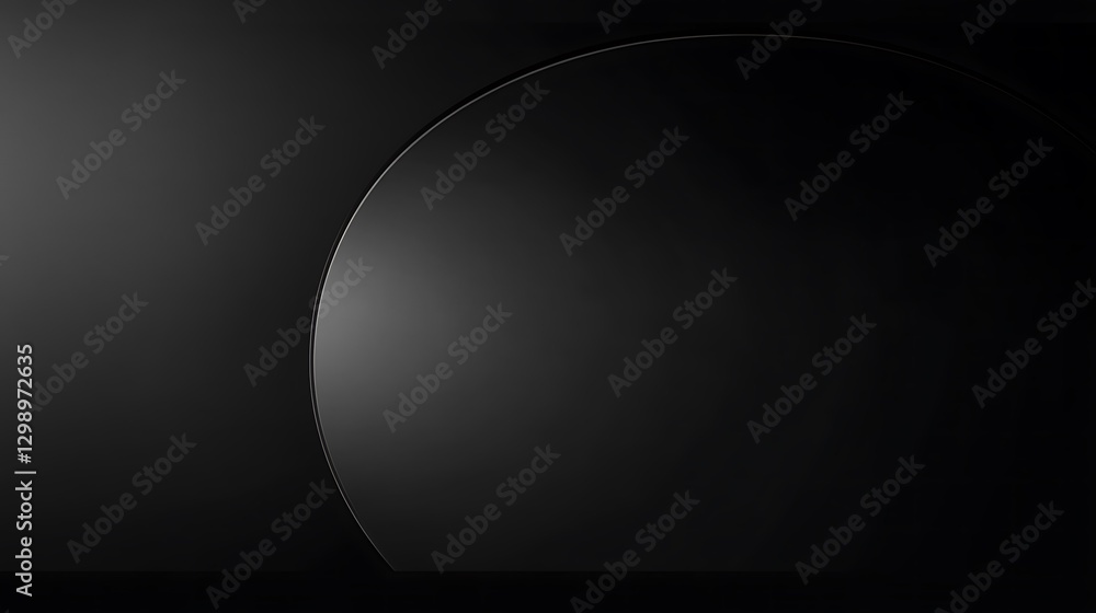 Poster smooth dark sphere against a sleek matte black backdrop creating subtle grayscale contrast play