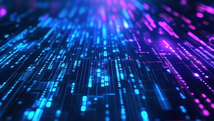 Futuristic Digital Abstract Background with Neon Lights and Data Streams for Technology and Innovation Themes