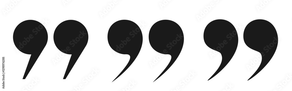 Fototapete a set of vector black quotes on a white background. a collection of three round quotation marks of d