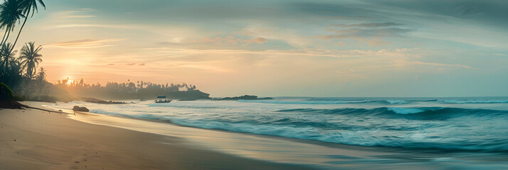 Golden Twilight Serenity: A Captivating Seashore View in Sri Lanka
