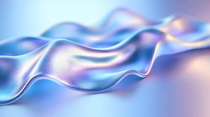 Naklejka premium Abstract Shiny Fluid Wave Surface With Gradient Lighting and Metallic Texture