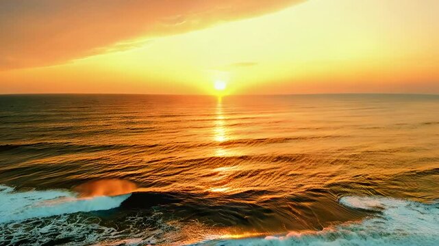 magnifique coucher de soleil sur une plage de sable fin