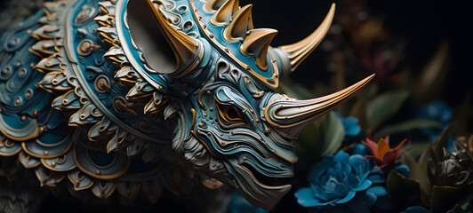 paper quilling Triceratops, ai generative