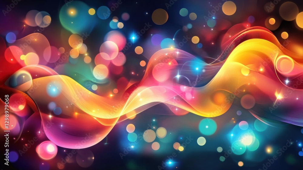 Poster abstract background with colorful waves and lights