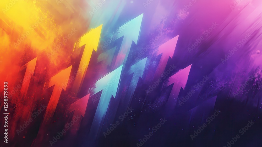 Aufkleber digital arrows representing growth and progress against a colorful background.