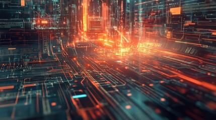 Futuristic digital circuit network is created as a transparent PNG image with a sleek white background for design overlays and effects._00001_