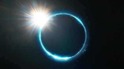 Obraz premium Blue circular light spots overlay on transparent background for a lens flare effect. Black and Transparent PNG for overlay effect.