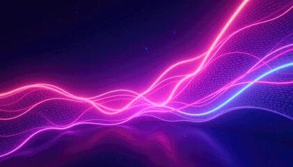 Fototapeta premium Swirling neon pastel lights dance on a dark background, colorful, pastel