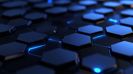 Obraz premium dark hexagon pattern with blue lights between lines