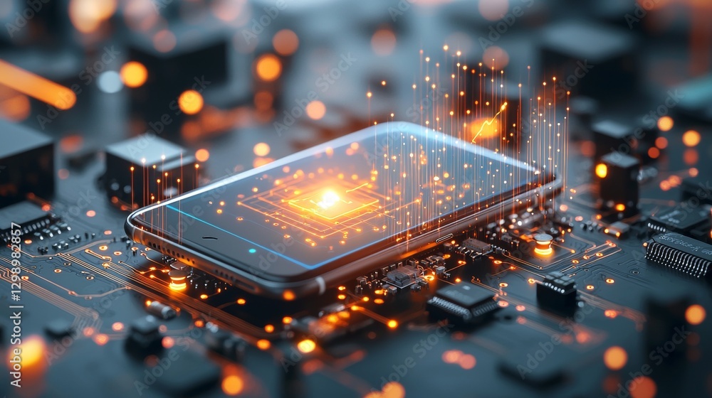 Poster innovative smartphone technology enhancing digital experiences tech lab high-resolution image futuri