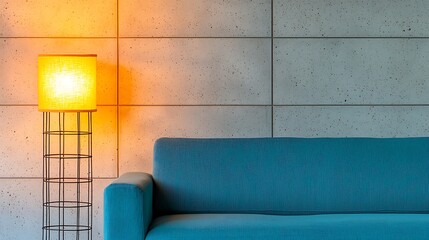 Modern Living Room with Bright Sofa and Stylish Floor Lamp in Contemporary Interior Design Setting