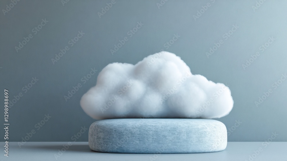 Poster a single, elegant 3d cloud with soft contours and realistic textures, ideal for overlay in digital p