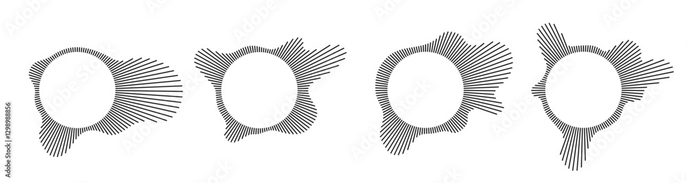 Fototapete music sound waves circles set. equalizers vector icon design set. music symbol. circular audio radia