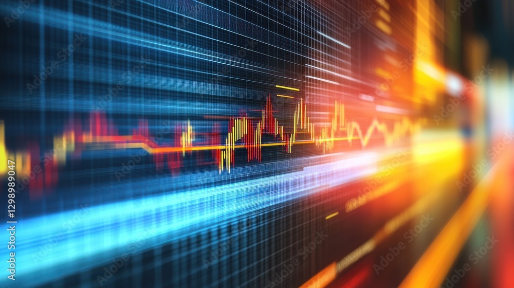Poster charts showing bitcoin blurry financial graphs often confusing investors due unclear data