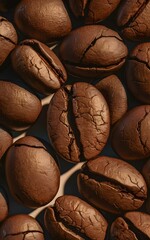 coffee beans on a brown background